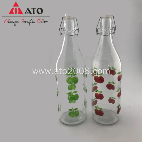 Water juice glass bottle with clip lock cap